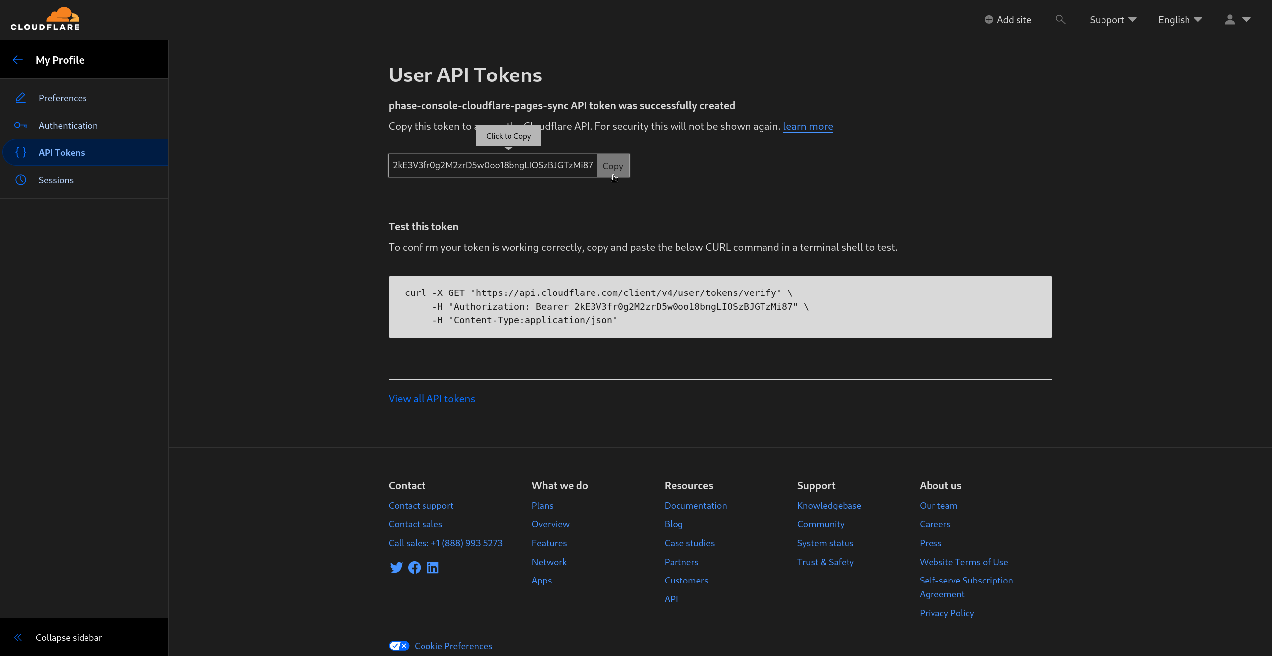 Create token